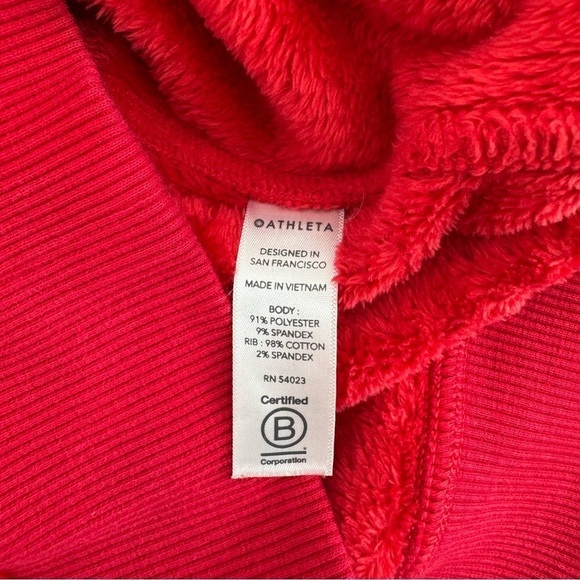 Athleta Triumph Hoodie Double Cozy Karma Hibiscus Red Velour Size XS X-Small - Picture 6 of 10
